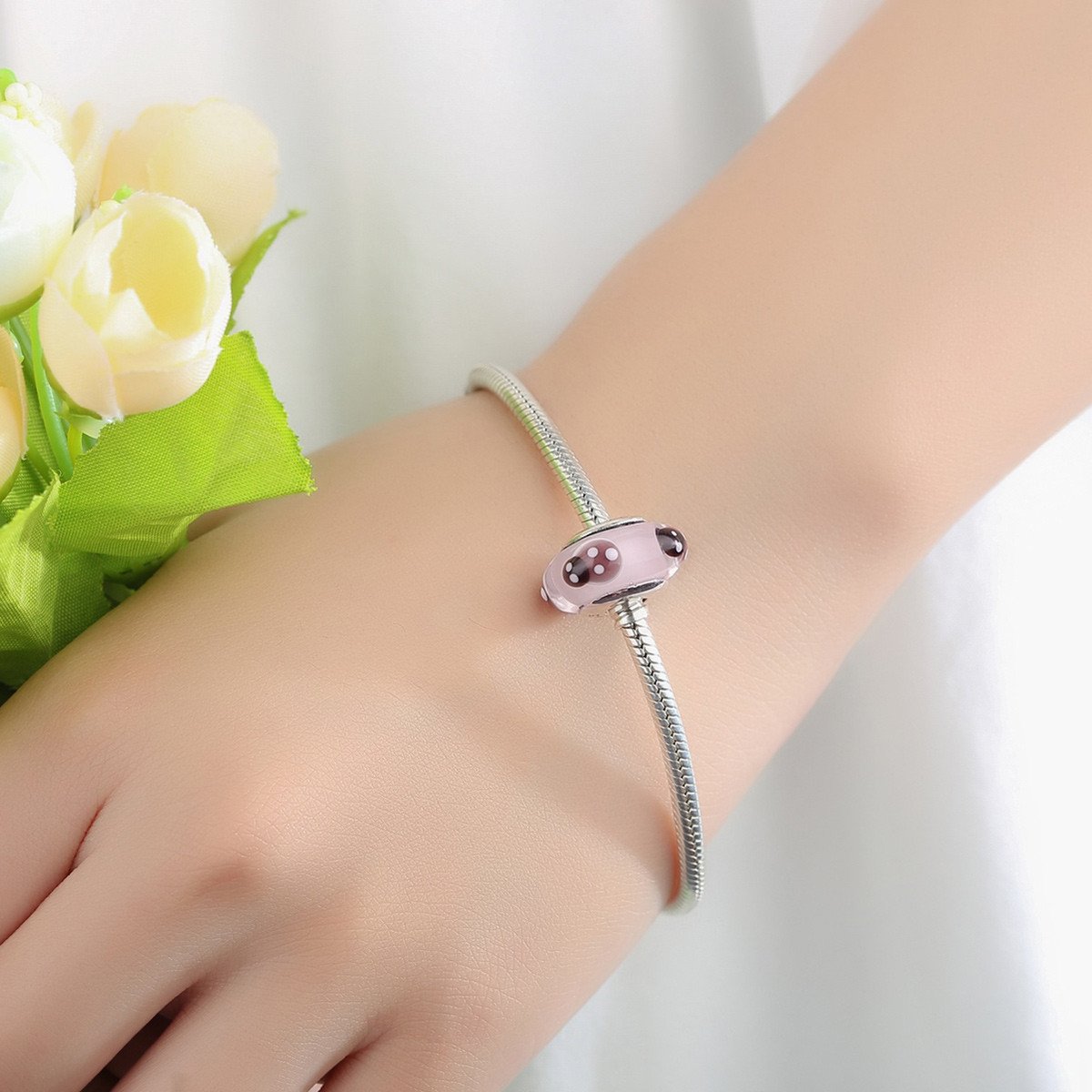 925 Sterling Silver European Glass Beads Charms with Bulge Fit Women Bracelets & Necklaces SCZ010