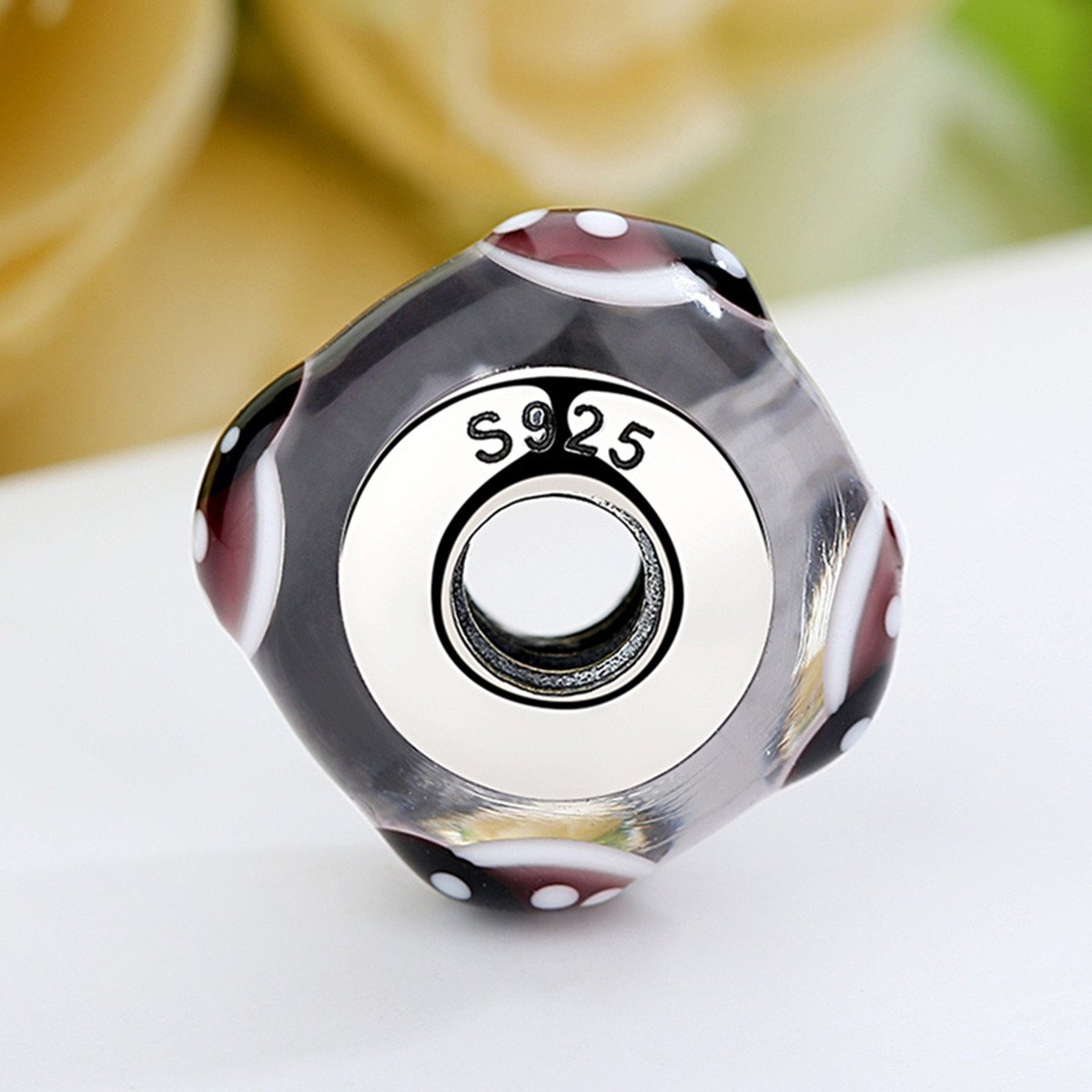 925 Sterling Silver European Glass Beads Charms with Bulge Fit Women Bracelets & Necklaces SCZ010