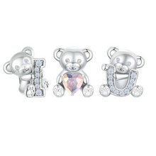 Load image into Gallery viewer, Sterling Silver 925 Teddy Bears I Love U Bead Charms