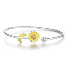 Load image into Gallery viewer, 925 Sterling Silver Sunflower Open Bracelet