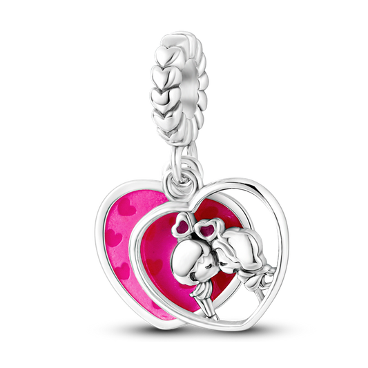 Boy Kiss Girl Heart Bead Charm