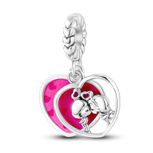 Load image into Gallery viewer, 925 Sterling Silver Boy Kiss Girl Heart Bead Charm