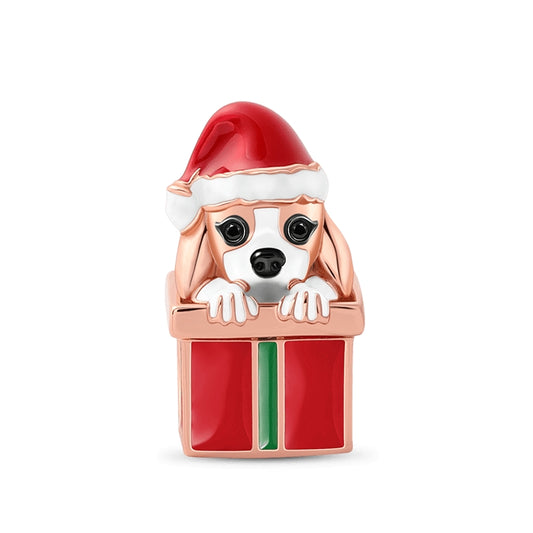 Dog in gift box Bead Charm
