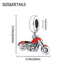Load image into Gallery viewer, 925 Sterling Silver Red Enamel Harley Davidson Dangle Charm