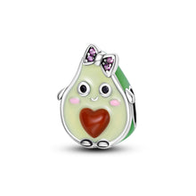 Load image into Gallery viewer, 925 Sterling Silver Lady Avocado Green Enamel Bead Charm