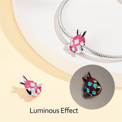 Blue And Pink Easter Egg Bunny Bead Charm