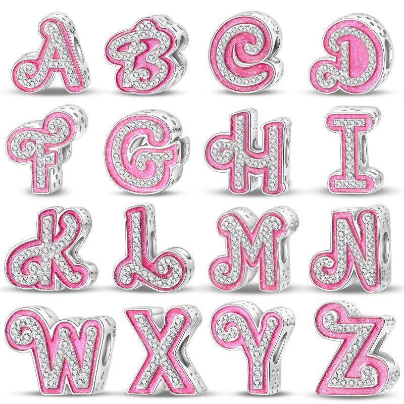 Pink Alphabet Letter A-Z Bead Charm