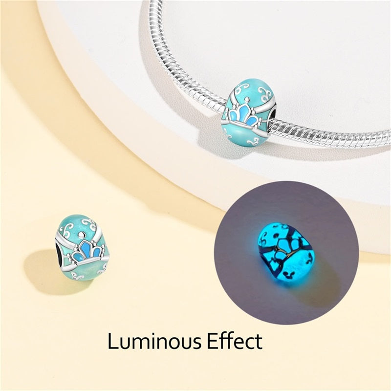 Blue Luminous Easter Egg Bead Charm