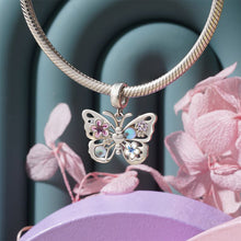 Load image into Gallery viewer, 925 Sterling Silver Sparkling Moonstone Butterfly Dangle Charm