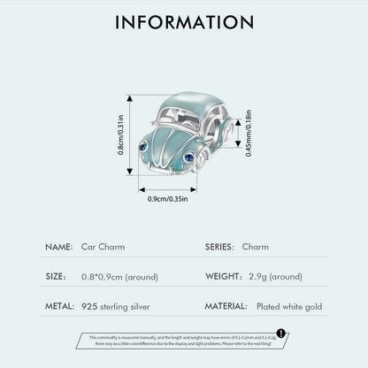 Vintage Blue "Folla" Beetle Car Bead Charm