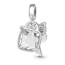 Load image into Gallery viewer, 925 Sterling Silver Sparkling Moonstone Butterfly Key and Lock Dangle Charm