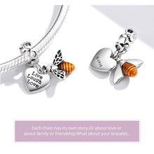 Load image into Gallery viewer, 925 Sterling Silver Enamel Bee Live, Laugh, Love Dangle Charm