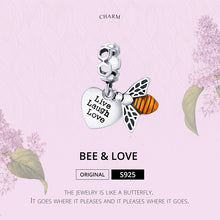 Load image into Gallery viewer, 925 Sterling Silver Enamel Bee Live, Laugh, Love Dangle Charm