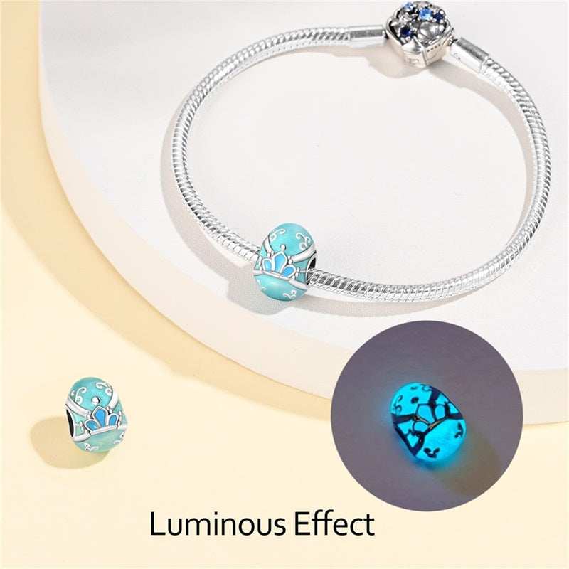 Blue Luminous Easter Egg Bead Charm