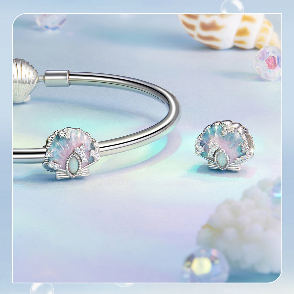 Seashell Enamel Opal Bead Charm