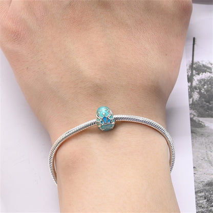 Blue Luminous Easter Egg Bead Charm