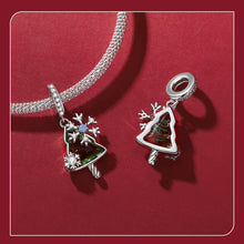 Load image into Gallery viewer, 925 Sterling Silver Elegant Christmas Tree and Snowflakes Dangle Charm