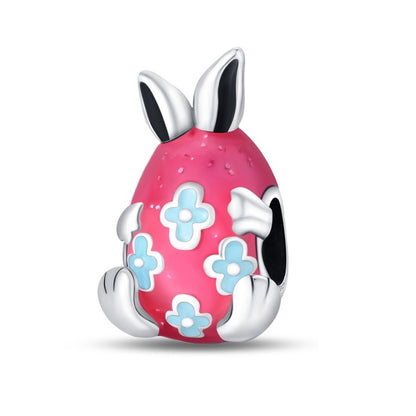 Blue And Pink Easter Egg Bunny Bead Charm