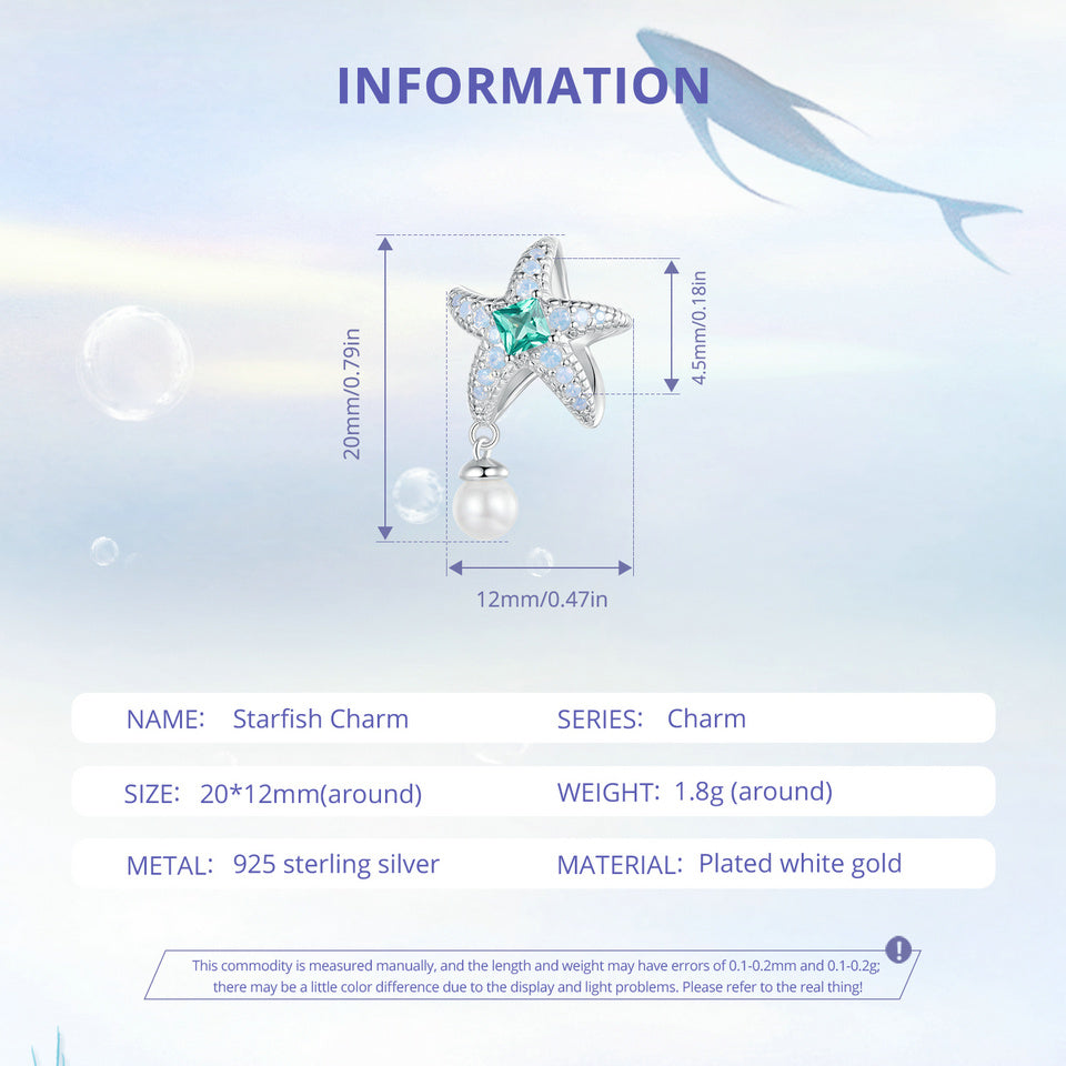 Starfish CZ and Pearl Bead Charm
