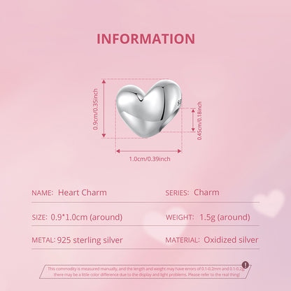 Plain Heart Bead Charm