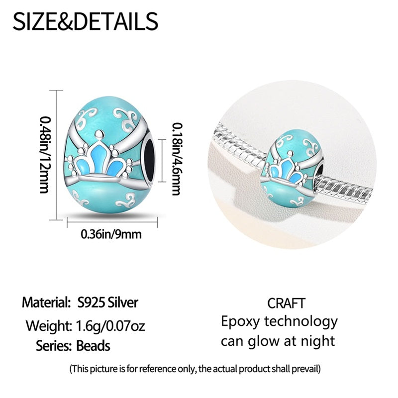 Blue Luminous Easter Egg Bead Charm