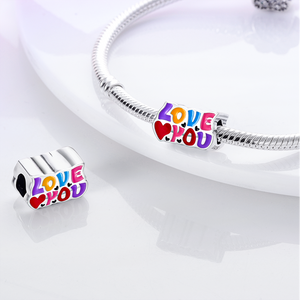 925 Sterling Silver 'Love you' Bead Charm