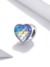 Load image into Gallery viewer, 925 Sterling Silver Purple Fish Scale Heart Bead Charm