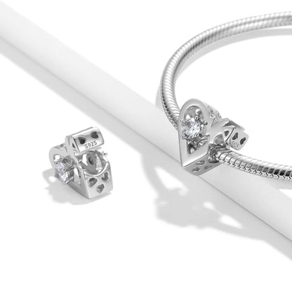 Clear CZ Heart Love Bead Charm