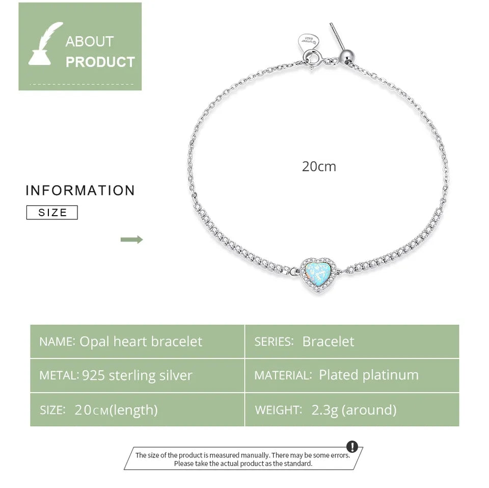 CZ and Opal Heart Bracelet