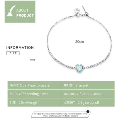 CZ and Opal Heart Bracelet