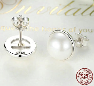925 Sterling Silver Pearl Stud Earrings