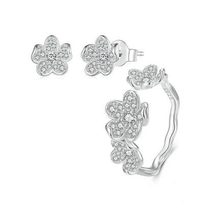 Adjustable CZ Flower Ring
