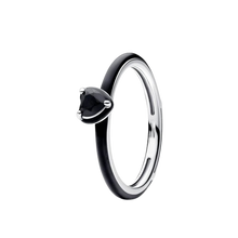 Load image into Gallery viewer, 925 Sterling Silver Black Chakra Stackable Heart Ring