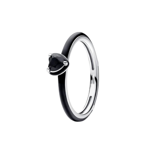 925 Sterling Silver Black Chakra Stackable Heart Ring