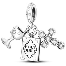 Load image into Gallery viewer, 925 Sterling Silver Bible and Cross Dangle Charm