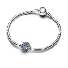 Load image into Gallery viewer, 925 Sterling Silver Sparkling Blue Night Sky Bead Charm