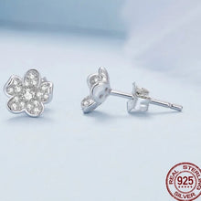 Load image into Gallery viewer, 925 Sterling Silver CZ Flower Stud Earrings
