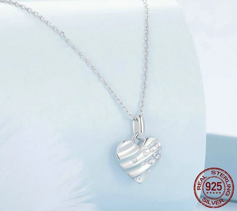 Shimmering CZ Heart Pendant Necklace