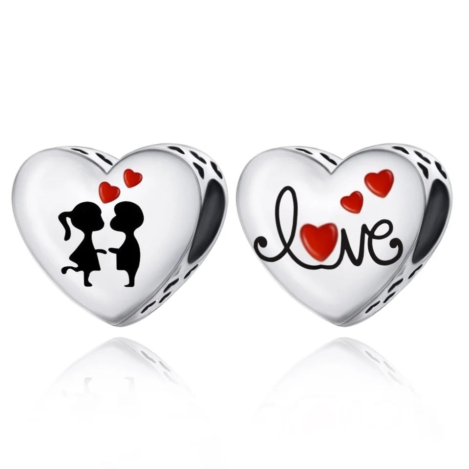 Boy Loves Girl Heart Bead Charm