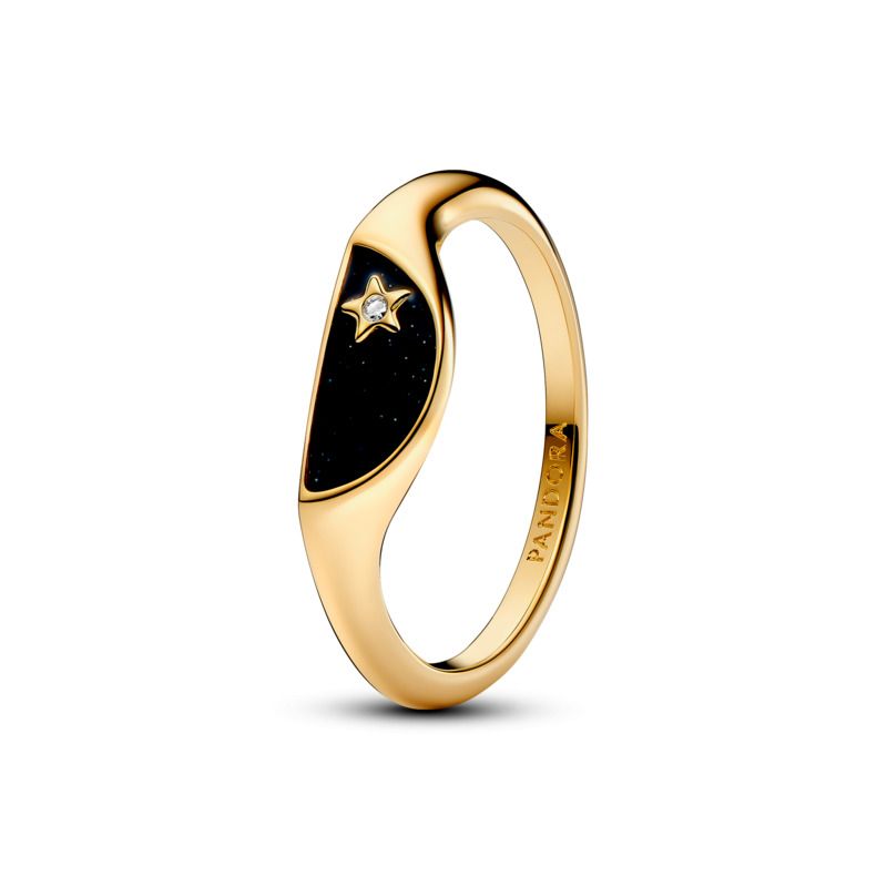 Halved Enamel Signet Ring