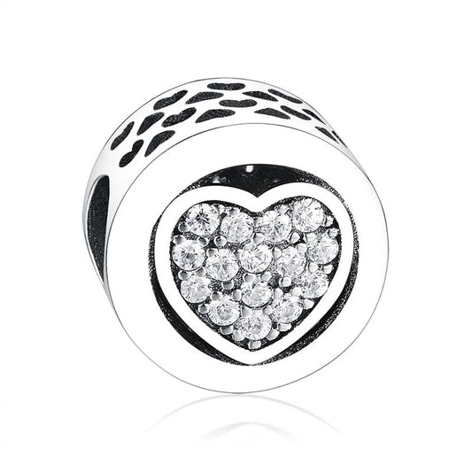 Clear CZ Heart Bead Charm