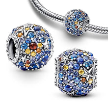 Load image into Gallery viewer, 925 Sterling Silver Sparkling Blue Night Sky Bead Charm