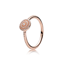 Load image into Gallery viewer, 925 Sterling Silver Rose Gold Plated Clear CZ Halo RIng