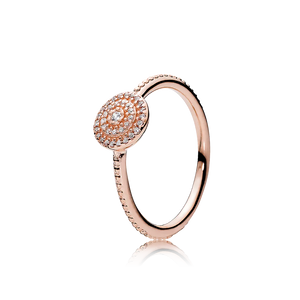 925 Sterling Silver Rose Gold Plated Clear CZ Halo RIng