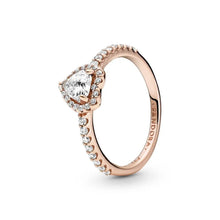 Load image into Gallery viewer, 925 Sterling Silver Rose Gold Plated Clear CZ Heart Ring