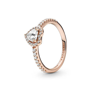 925 Sterling Silver Rose Gold Plated Clear CZ Heart Ring