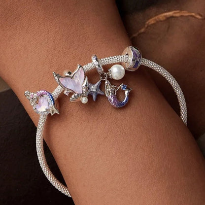 Mermaid Enamel CZ Heart Bead Charm