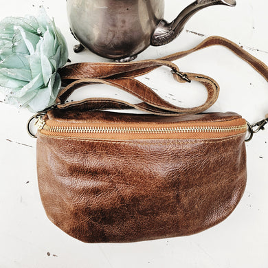 The Fabulous Genuine Leather Moon Bag in Tan