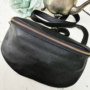 The Fabulous Genuine Leather Moon Bag in Black