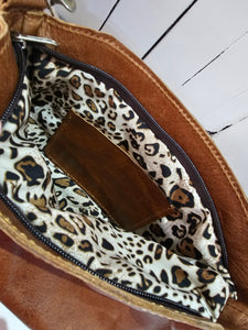 The Fabulous Genuine Leather Sneaky Leopard Crossbody Bag in Tan